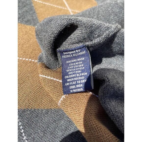 Linea Rosso argyle Sweater mens Xlarge V-Neck pullover long sleeve wool blend - Picture 8 of 8